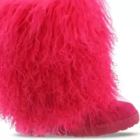 Bearpaw Boetis Pink Curly Lamb Fur Sheepskin Wool Lined Mongolian Sherpa Boots 9 - Picture 2 of 9